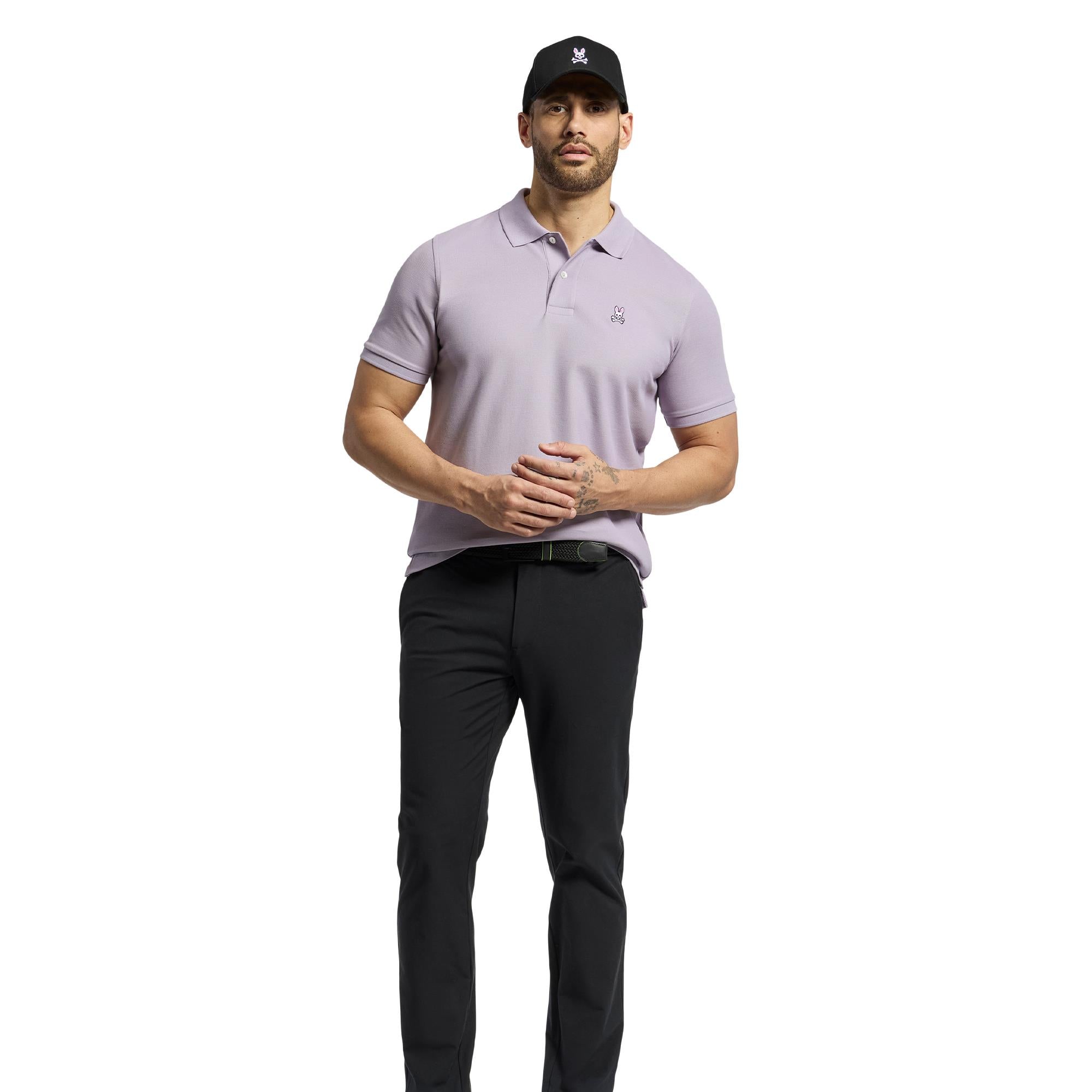 Psycho Bunny Classic Pique Polo Shirt Lavender Grey